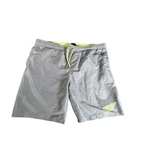 Nike Men’s Swim Trunks Board Shorts Blue Neon Lined Large L Drawstring Pockets